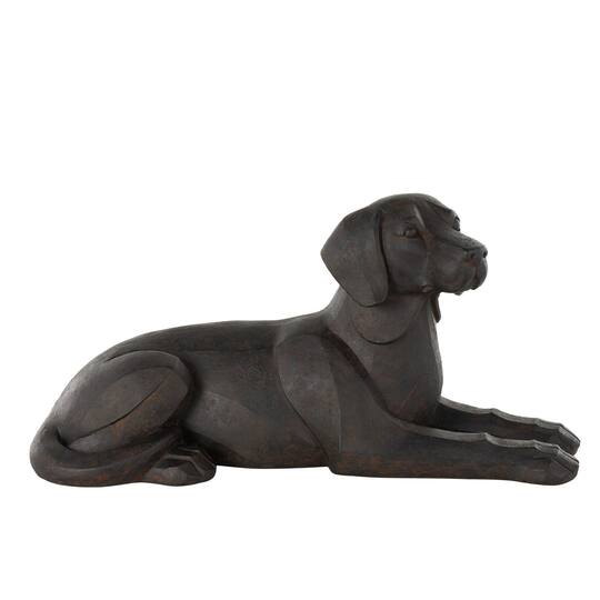 30.5" Black with Copper Shading Sitting Dog Sculpture